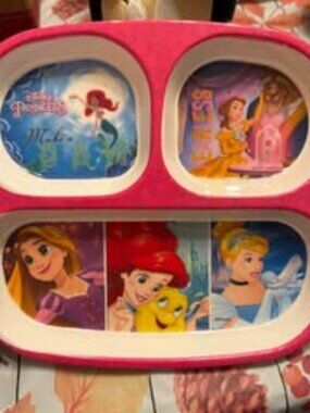 Disney Princess Divided Plate Ariel Belle Rapunzel Cinderella